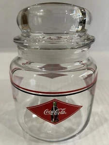 COCA-COLA GLAS KANISTER BONBONIERE GLAS MIT SIEGEL AUF DECKEL ANKER HOCKING CO 5-1/2" H - Bild 1 von 4