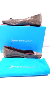 Jean Michel Cazabat Glitter Ballet Flats Size 37 NWT 225 Gold black - Picture 1 of 9