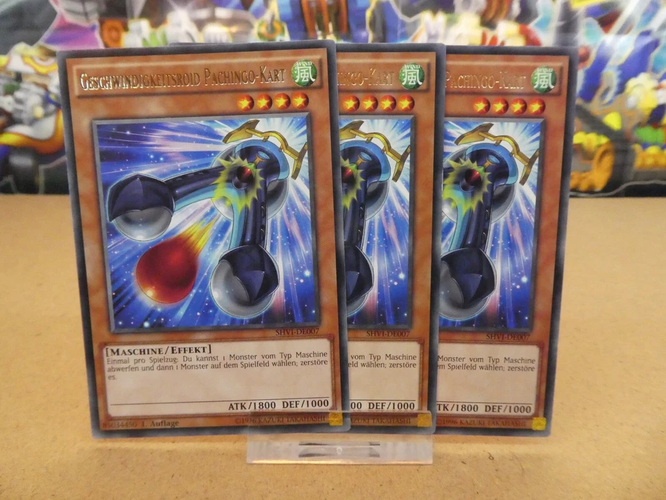 Yugioh Playset 3x Geschwindigkeitsroid Pachingo-Kart SHVI DE007/ Rare/ NM/ Ger. - Bild 1 von 1