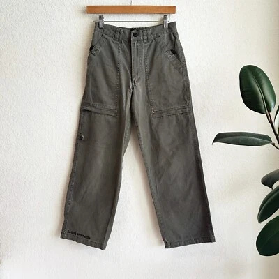 Vintage Y2K Lee Pipes Cargo Jeans Youth 12R  Baggy Skater Green Utility Grunge - Image 1 of 4