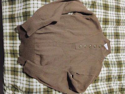 Suéter de 5 botones para hombre US GI, 100 % lana tejida, militar de EE. UU., marrón, talla mediana Foto 1 de 4