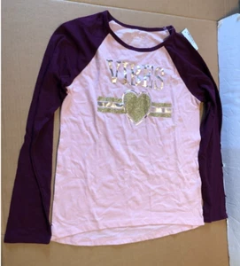 Children's Place Tshirt Long Sleeve Lg 10-12 Pink Gold NWT - Picture 1 of 4