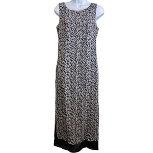 Jacqui E Blue Sleeveless Maxi Dress Sz 8 Rayon Flowy Regal Audrey Hepburn - Picture 1 of 10