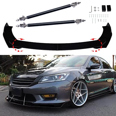 For Honda Accord 2013-2017 Front Bumper Lip Spoiler+Splitter Body Kit Strut Rods - Изображение 1 из 4