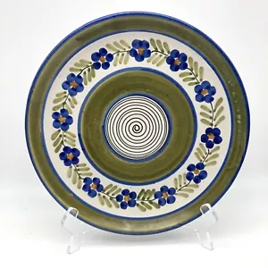 Piatto Cena Vintage VIETRI ART Dipinto a Mano Ceramica Blu Verde Floreale Italia - Foto 1 di 6