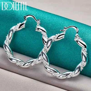 Pendientes de aro circular de plata esterlina 925 DOTEFFIL 38 mm para mujer joyería - Imagen 1 de 6