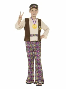 Hippie Boy Hippy Flower Child 1960's 60s 1970s Costume Retro Groovy Fancy Dress - Picture 1 of 2