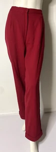 FOLIO Saks Fifth Avenue Red Women High Rise Cuff Lined Pants Size 16 - Picture 1 of 8