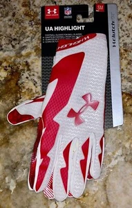 UNDER ARMOUR UA Highlight White Red Skill Football Gloves New Mens Sz S - Picture 1 of 4