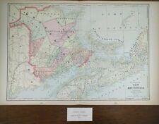 Vintage 1901 NEW BRUNSWICK CANADA Map 22"x14" ~ Old Antique Original MONCTON