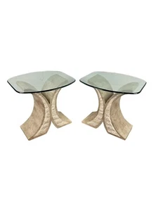 Magnussen Home Albany Tessellated Natural Stone Glass End Tables - PAIR - Picture 1 of 10