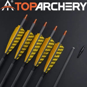 6/12X 32" Carbon Arrow SP400 Turkey Feather Archery Hunting Recurve/compound Bow - Picture 1 of 47