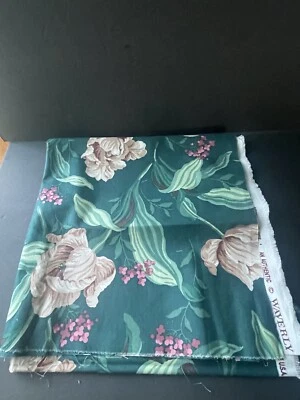 "Remanente de tela Waverly vintage Forget Me Not verde floral algodón 54""x28""" Foto 1 de 4