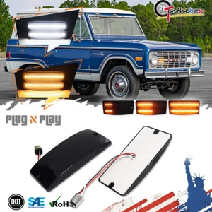 Para Ford Bronco 1969-1977 Switchback Dinámico Ámbar y Blanco LED Lámparas de Señal Ahumadas - Imagen 1 de 10