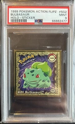 1999 Pokemon Action Flipz Gold Holo Sticker - Bulbasaur #SG2 - PSA 9 - Image 1 of 2