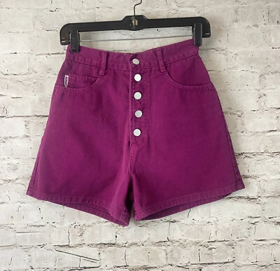 Pantalones Cortos Denim Vintage Bongo Juniors Talla 5 Fucsia Tiro Alto Botón Frontal EE. UU. DE COLECCIÓN Foto 1 de 4