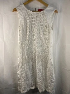 Derhy Etuikleid Damen XL weiß Häkel ärmellos Rundhals Reißverschluss hinten - Bild 1 von 10