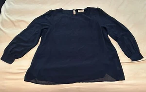 Blusa Zenana azul marino de gasa manga larga para mujer talla grande 2X nueva con etiquetas - Imagen 1 de 10