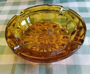 Vintage runder bernsteingeschliffener Glas Aschenbecher Zigaretten- oder Schmuckschale 6-1/8" D - Bild 1 von 6