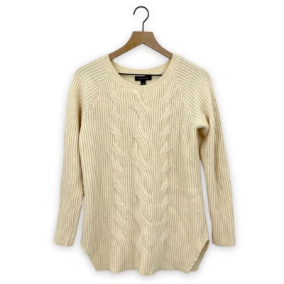 Suéter Ann Taylor Crema Cable Tejido Alpaca Lana Merino Talla Pequeña Foto 1 de 4