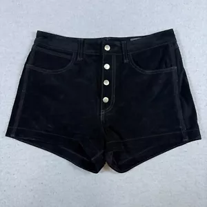 Rag&Bone Jean Women Button Fly High Rise Lou Suede Leather Shorts Black 28 Edgy - Picture 1 of 7