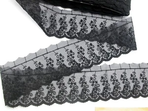 Closeout Bolt Black 2 1/2" Embroidered Sheer 14 Yards Very Good Quality - Bild 1 von 2