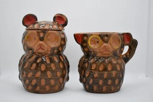 Vintage Lego Ceramic Bear Creamer & Sugar Bowl Japan 1950s - Picture 1 of 21