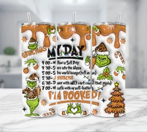 Grinch Il Mio Giorno Sono Prenotato! Bicchiere natalizio multicolore in acciaio inox - 20 oz - Foto 1 di 3