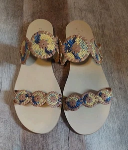 Jack Rogers Lauren Sandals Snake Print Multicolor Slides Women's 10M Boho Summer - Picture 1 of 14