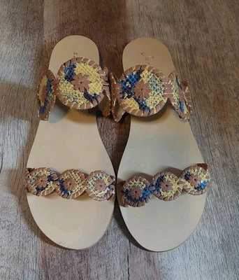 Jack Rogers Lauren Sandals Snake Print Multicolor Slides Women's 10M Boho Summer - Image 1 of 4