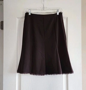 Falda vintage George elástica con ribete de encaje marrón debajo de la rodilla talla 4 - Imagen 1 de 5