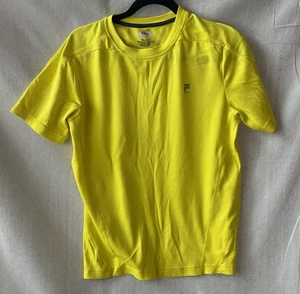 Fila Training Mens Short Sleeve Crew Neck Shirt Small Yellow Sport - Picture 1 of 3