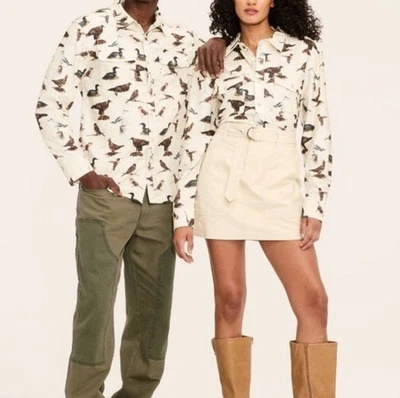 Camisa de franela con botones con motivo estampado de pájaros Woolrich X Target EN MANO XXLTall nueva con etiquetas Foto 1 de 4