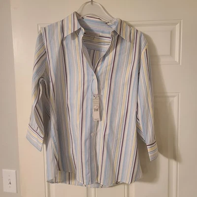 Top Bogari Mujer Rayas L Manga 3/4 Abotonable Clásico Oficina Foto 1 de 4