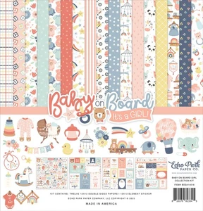 Echo Park - Baby On Board It's a GIRL - 12x12 Collection Kit Papers + Stickers - Picture 1 of 4
