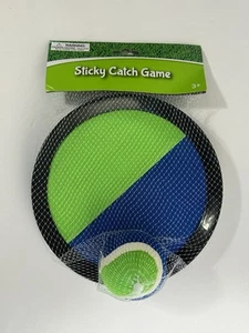 New Sticky Catch Game Outdoor Fun Ball And 2 Paddles Green & Blue Kids & Adults - Picture 1 of 5