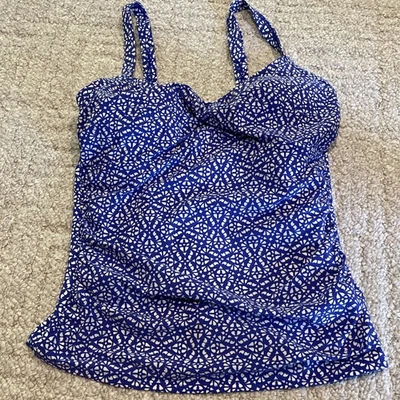 Traje de baño Tankini Top regular azul y blanco Ll Bean 12  Foto 1 de 4