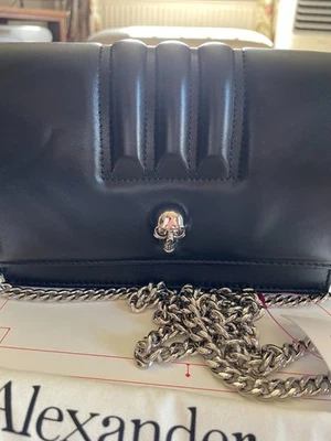 Alexander McQueen Black Leather Handbag, Quilted Section with  Skull feature - Image 1 of 4