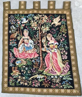 Vintage Tapestry, French Tapestry Handmade Tapestry Home Decor Tapestry,2x3 ft - Image 1 of 4
