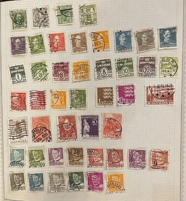 60 Denmark Stamps + 2 Greenland: mixed; stamps, hinges removed from album pages - Image 1 of 3