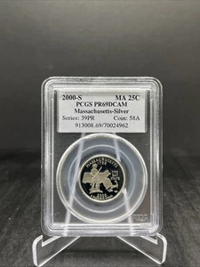 2000-S Massachusetts Silver Quarter 25C PCGS PR69DCAM Series 39PR Coin 58A (962) - Picture 1 of 2