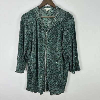 CJ Banks Jacket Womens 2X Animal Print Sequin Hooded Whimsigoth Fairy Grunge - Image 1 of 4