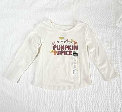 OKIE DOKIE Toddler Girls Off White "Pumpkin Spice" Fall T-Shirt Size 2T Tee NWT - Image 1 of 3