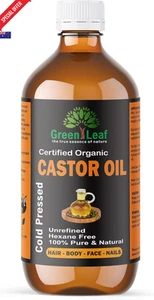 Organic Castor Oil 500ml Cold-Pressed Hexane-Free for Hair Lash Brow Skin - Picture 1 of 12