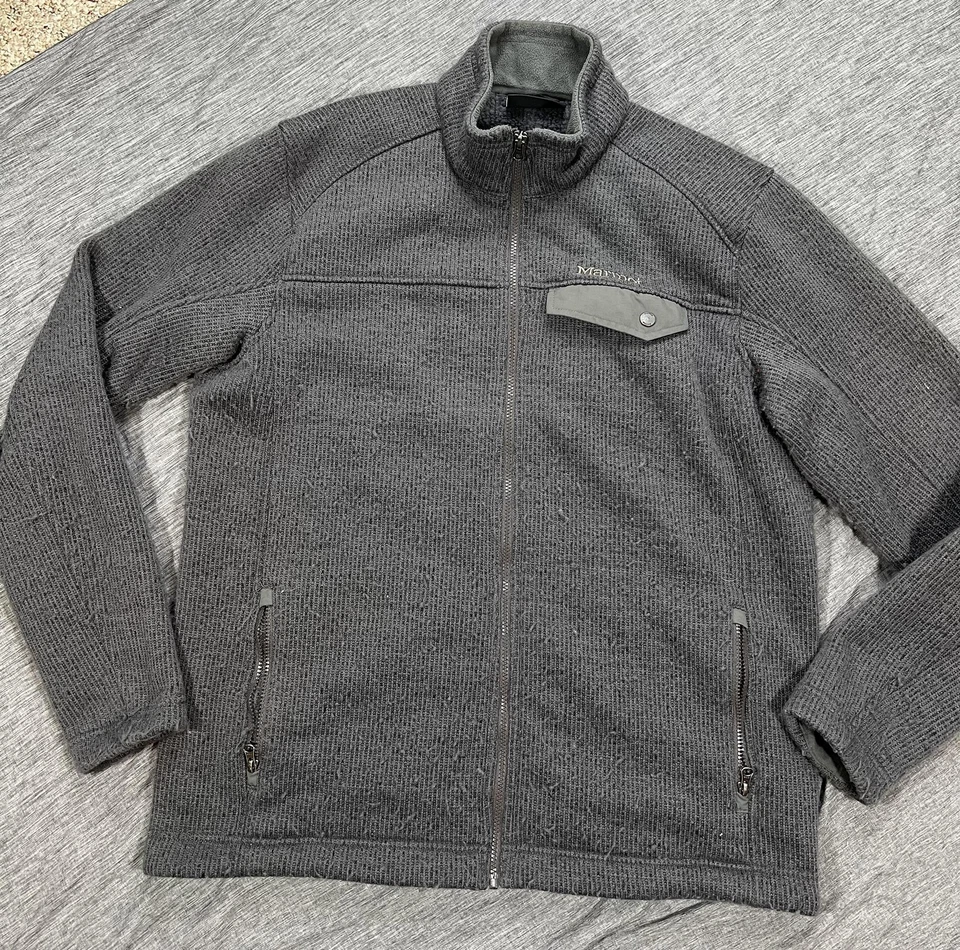 Marmot Jacket Mens XL Gray Wool Blend Fleece Full Zip Sweater Knit P43960 - Image 1 of 4