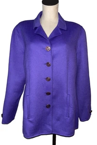 CARLISLE Vintage Women's Wool Angora Pea Coat Size 18 Purple Single Breasted - Picture 1 of 9