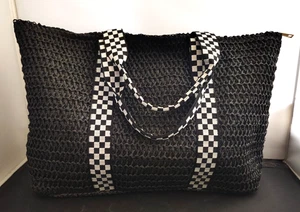 Vintage Havana Checked Woven tote excellent condition Zip top closure - Picture 1 of 8