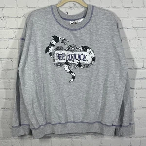 Felpa stile vintage Beetlejuice grande maglione logo serpente grigio girocollo Y2 - Foto 1 di 8