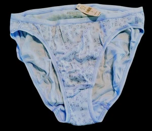 Vintage Victoria's Secret Cotton Hi Cut Brief Blue Botanical Hi Leg Brief NWT - Picture 1 of 3