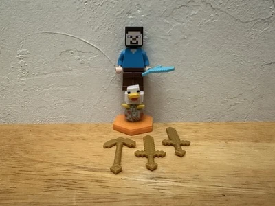Minecraft Steve Chicken Jokey Espada Pic Hacha Juguete Figura de Acción Mojang Foto 1 de 3